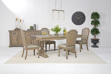 Durango Dining Table & 4 Chairs in Fawn, Upholstered