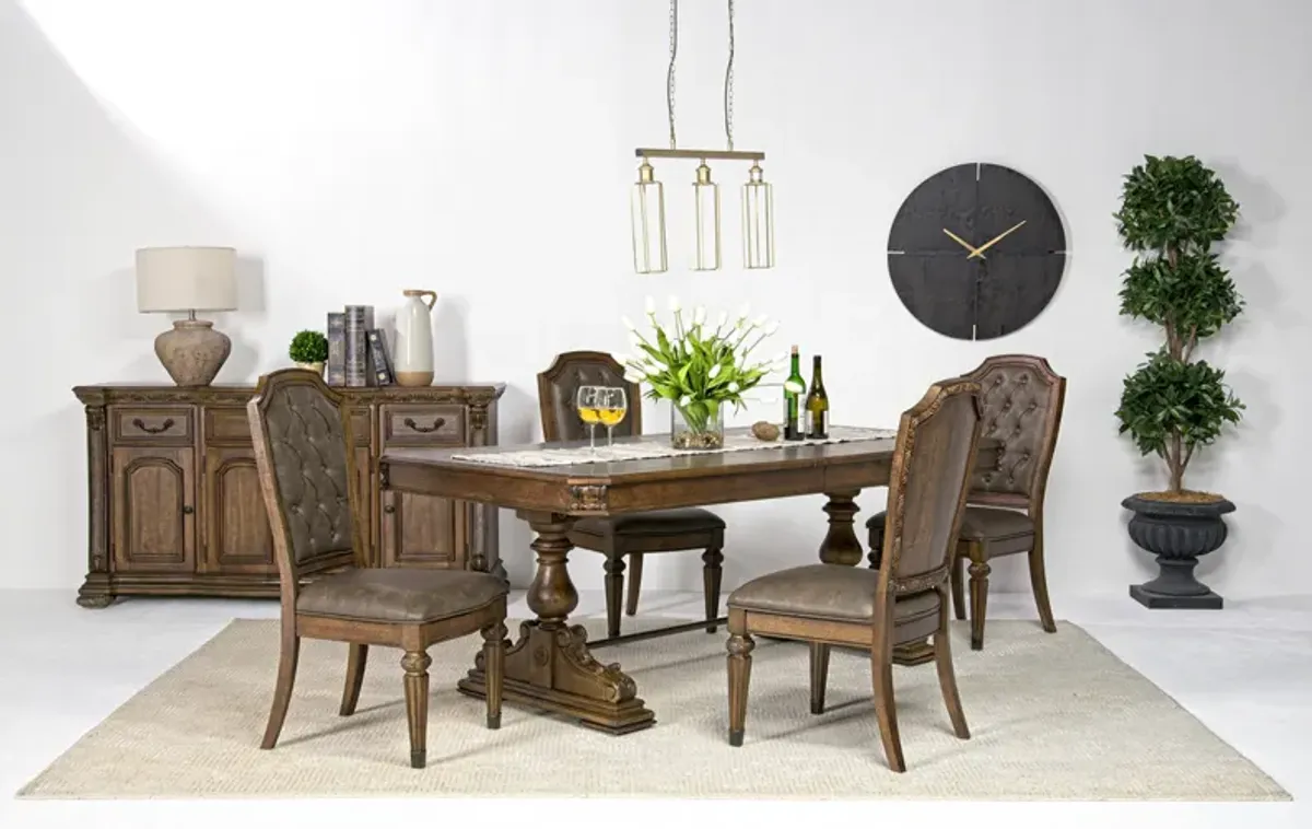 Durango Dining Table & 4 Chairs in Willadeene, Upholstered