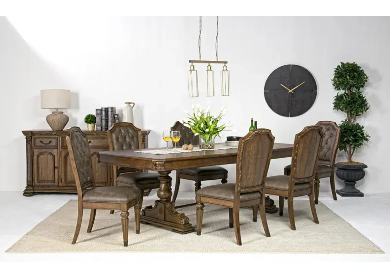 Durango Dining Table & 6 Chairs in Willadeene, Upholstered