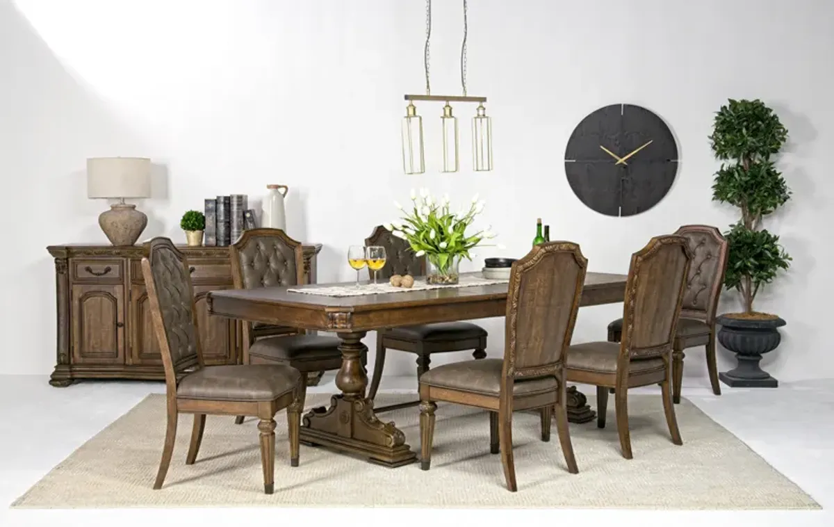 Durango Dining Table & 6 Chairs in Willadeene, Upholstered