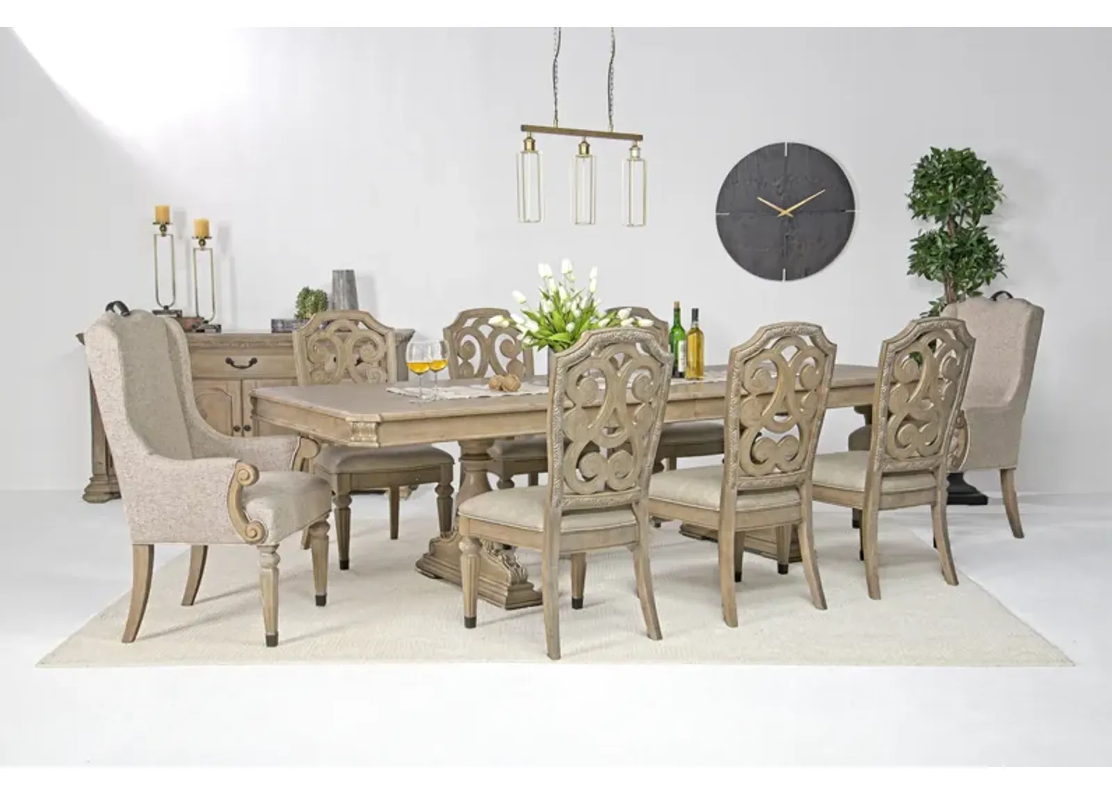 Durango Dining Table, 6 Chairs & 2 Arm Chairs in Fawn