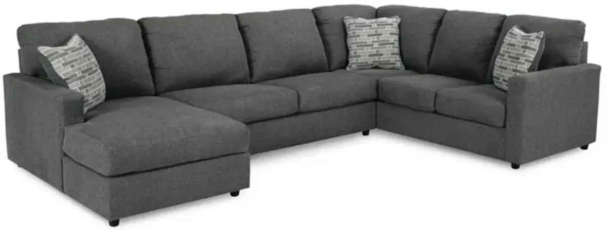 Edenfield Tux Loveseat Chaise Sectional in Charcoal, Left Facing