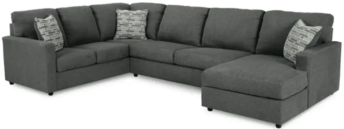 Edenfield Tux Loveseat Chaise Sectional in Charcoal, Right Facing
