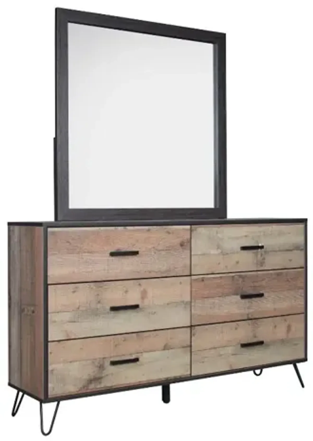 Elk River Panel Bed, Dresser, Mirror & Nightstand in Rustic Brown, Queen