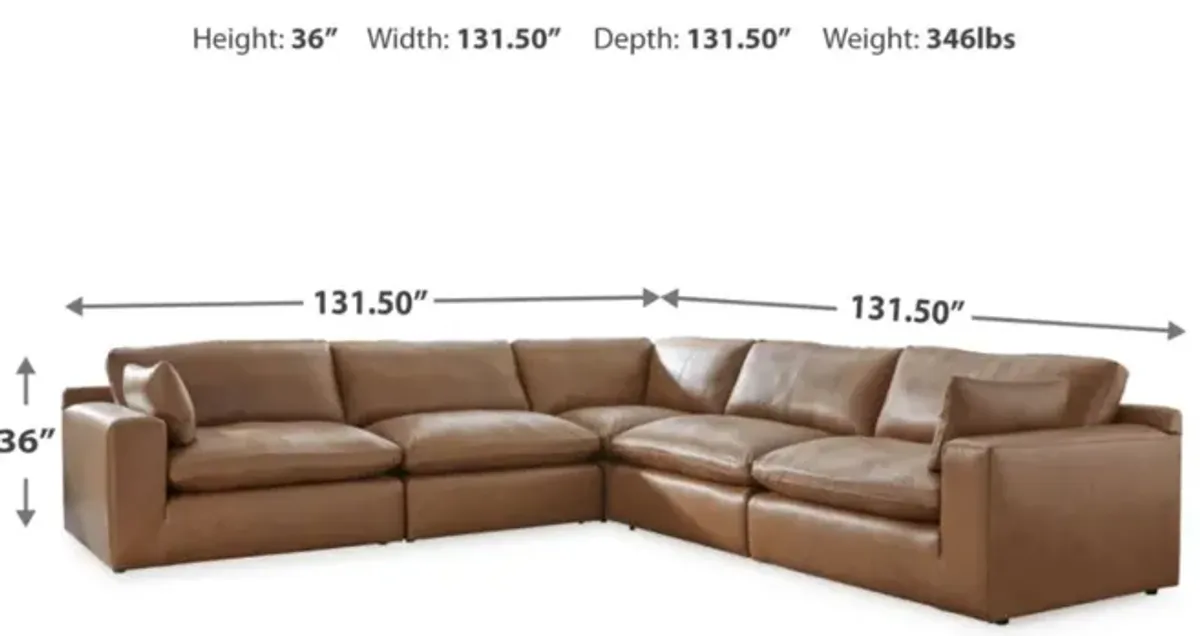 Emillia 5 Piece Sectional in Caramel