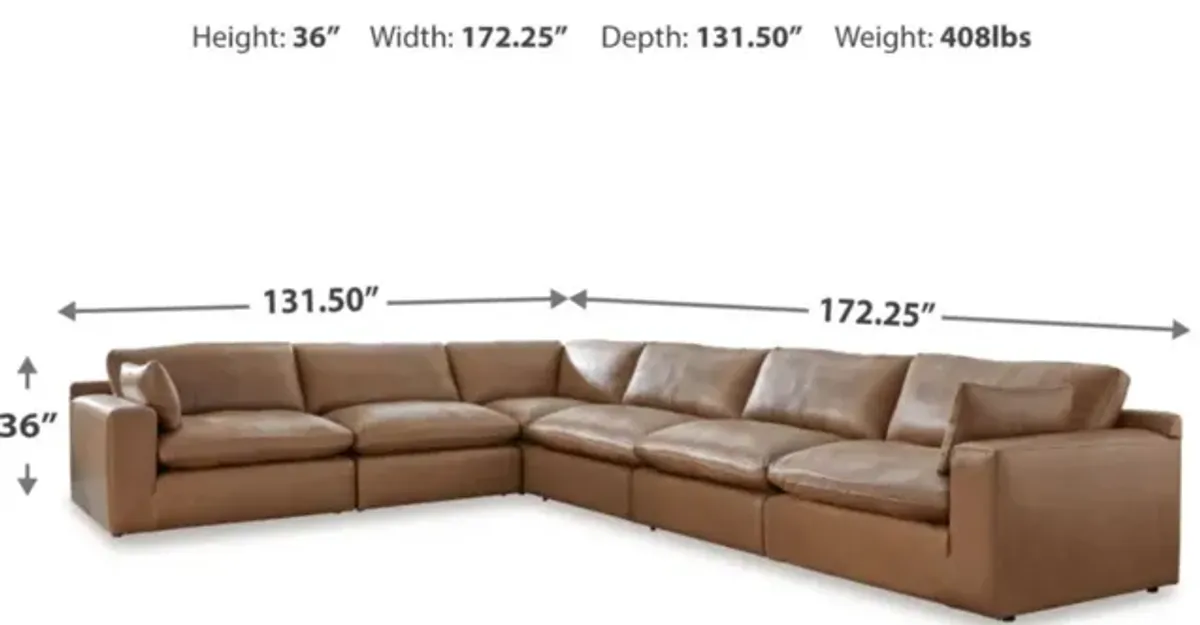 Emillia 6 Piece Sectional in Caramel