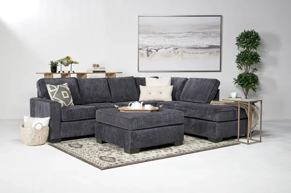 Ensenada Sofa Tux Chaise Sectional in Charcoal, Right Facing