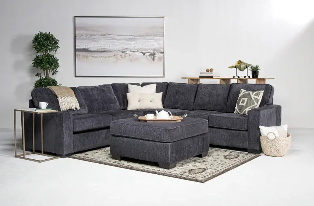 Ensenada Tux Sofa Sectional in Charcoal, Right Facing