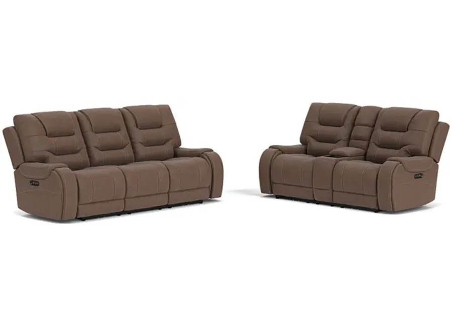 Estilo II 2 Power Sofa & Console Loveseat in Brown