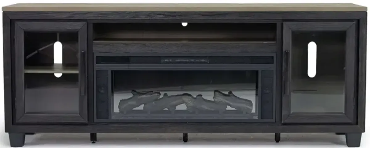 Foyland Fireplace Console in Black/Brown