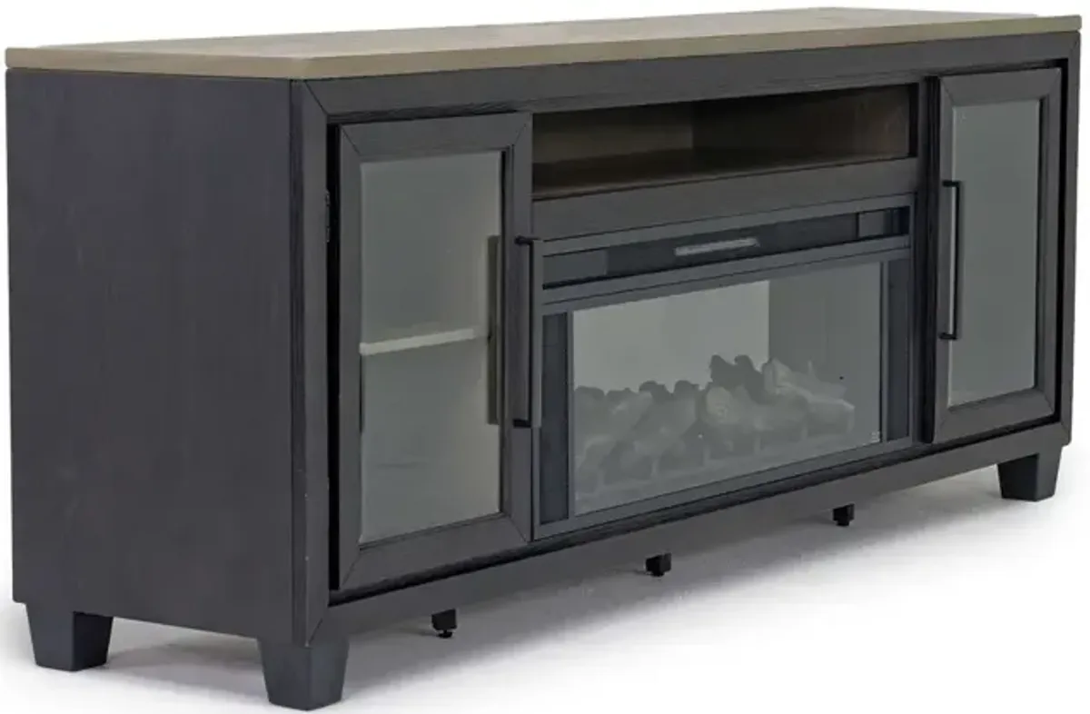 Foyland Fireplace Console in Black/Brown