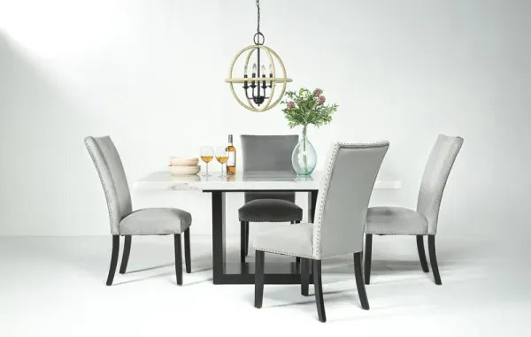 Francisco Dining Table & 4 Chairs in White/Gray