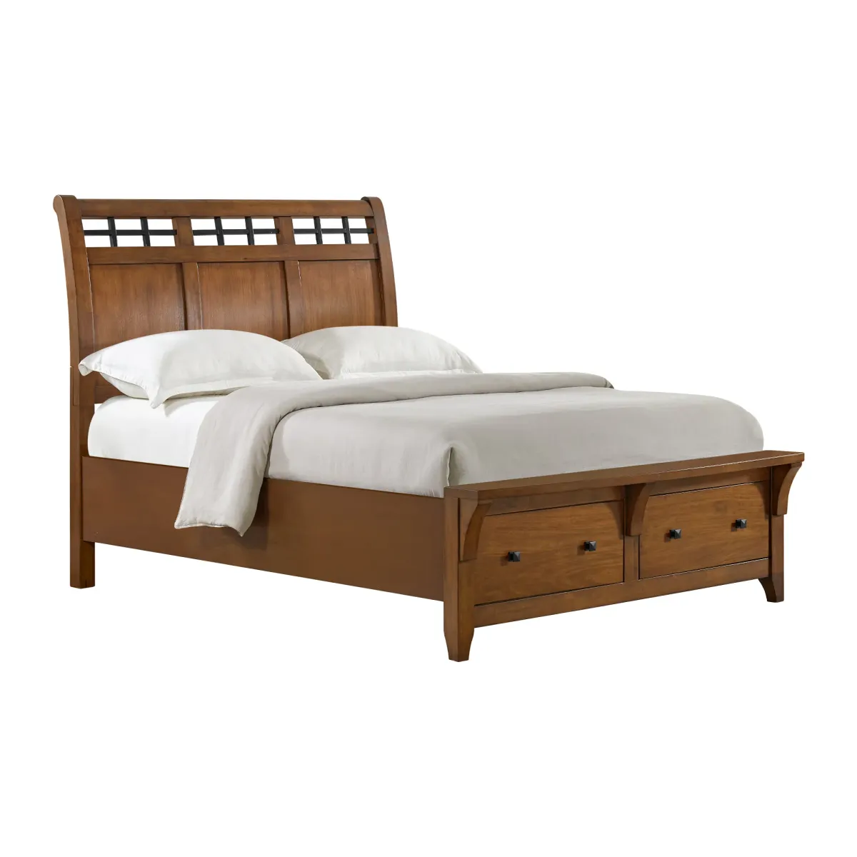 Gage Sleigh Bed w/ Storage in Chestnut, Queen