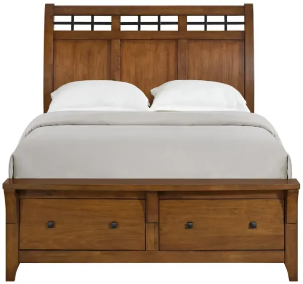 Gage Sleigh Bed w/ Storage in Chestnut, Queen