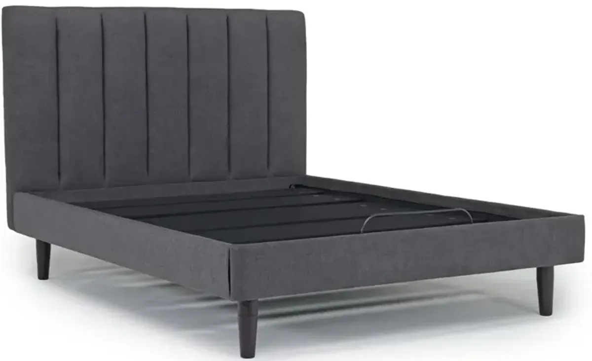 Gavin Upholstered Adjustable Foundation Bed in Charcoal, Full