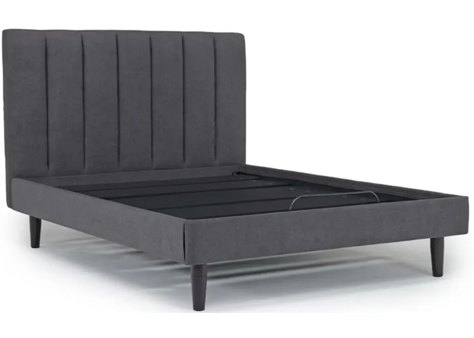 Gavin Upholstered Adjustable Foundation Bed in Charcoal, Full