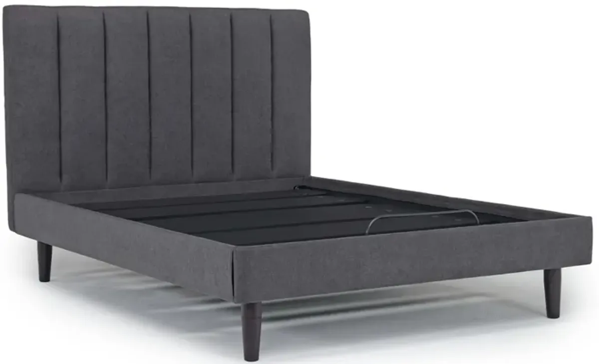 Gavin Upholstered Adjustable Foundation Bed in Charcoal, Full