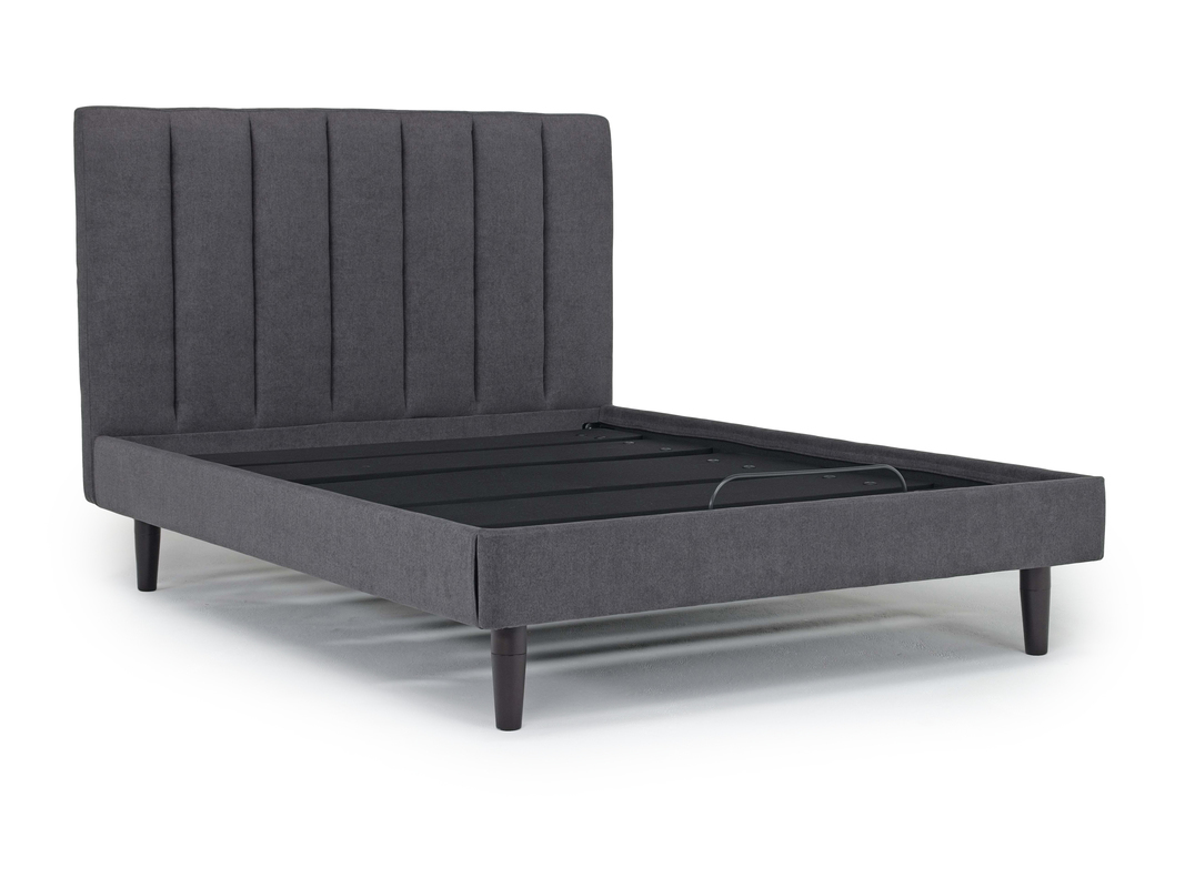 Gavin Upholstered Adjustable Foundation Bed in Charcoal, Full