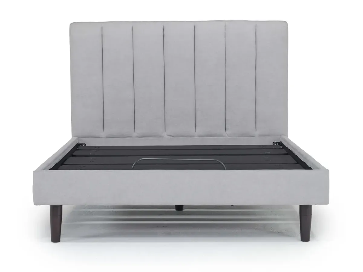 Gavin Upholstered Adjustable Foundation Bed in Light Gray, Full