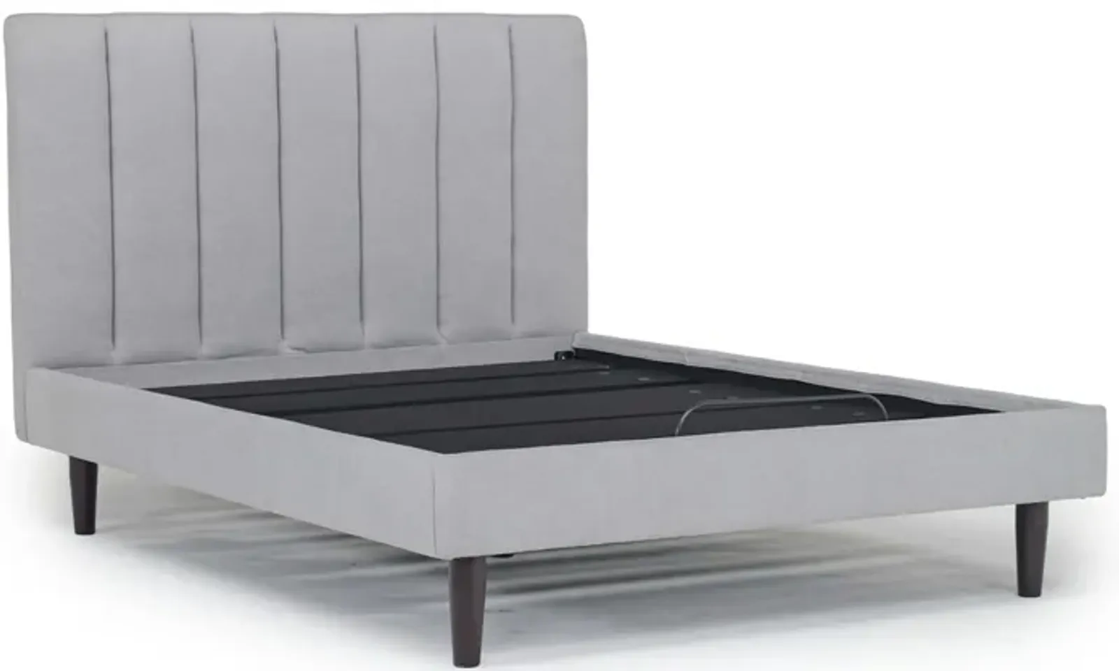 Gavin Upholstered Adjustable Foundation Bed in Light Gray, Full