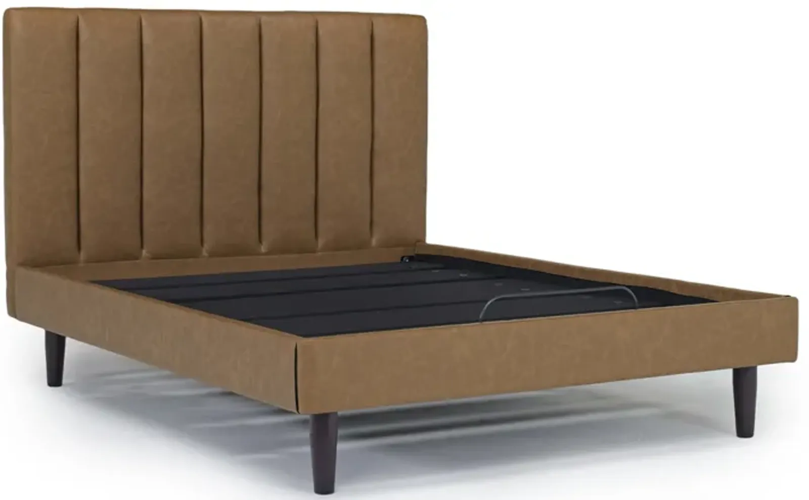 Gavin Upholstered Adjustable Foundation Bed in Brown, Queen