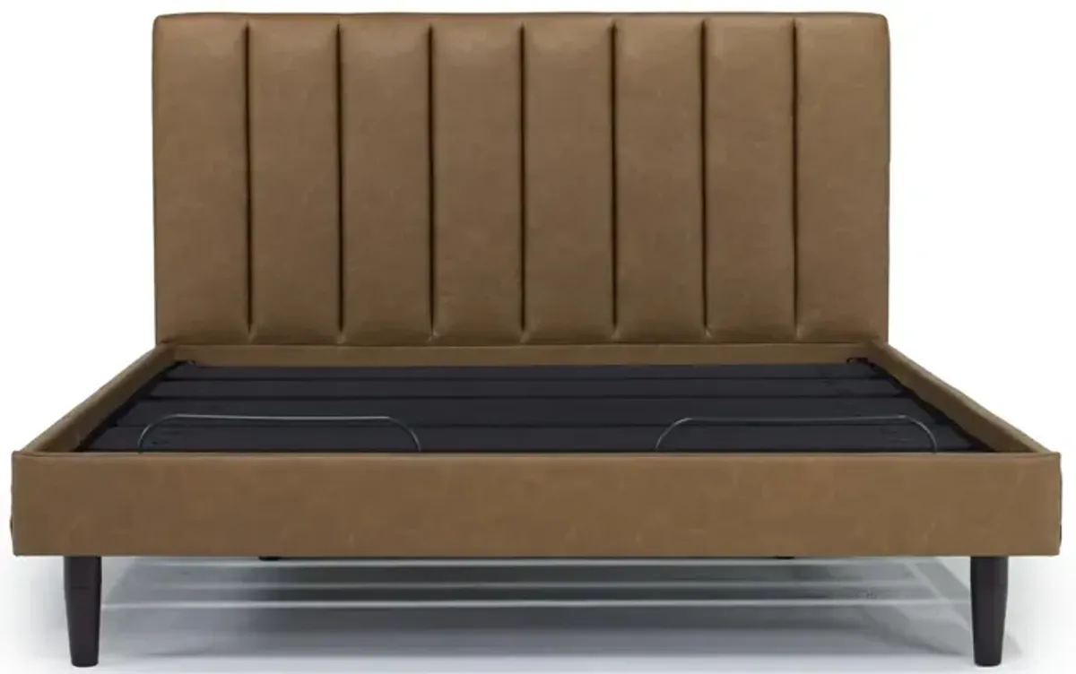 Gavin Upholstered Adjustable Foundation Bed in Brown, CA King