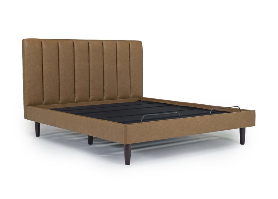 Gavin Upholstered Adjustable Foundation Bed in Brown, CA King