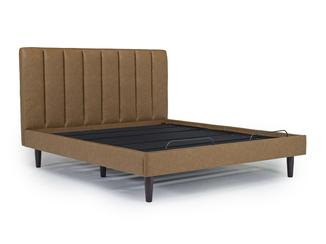 Gavin Upholstered Adjustable Foundation Bed in Brown, CA King