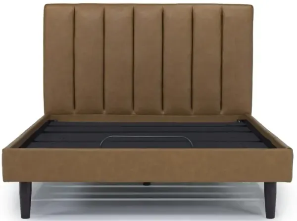 Gavin Upholstered Adjustable Foundation Bed in Brown, Full