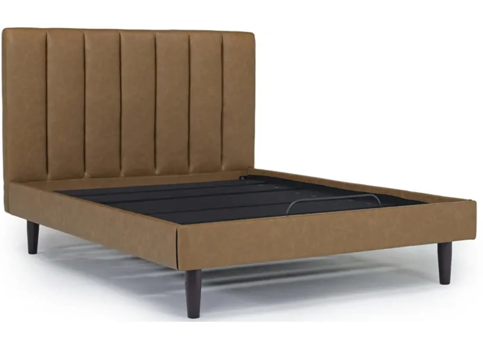 Gavin Upholstered Adjustable Foundation Bed in Brown, Full