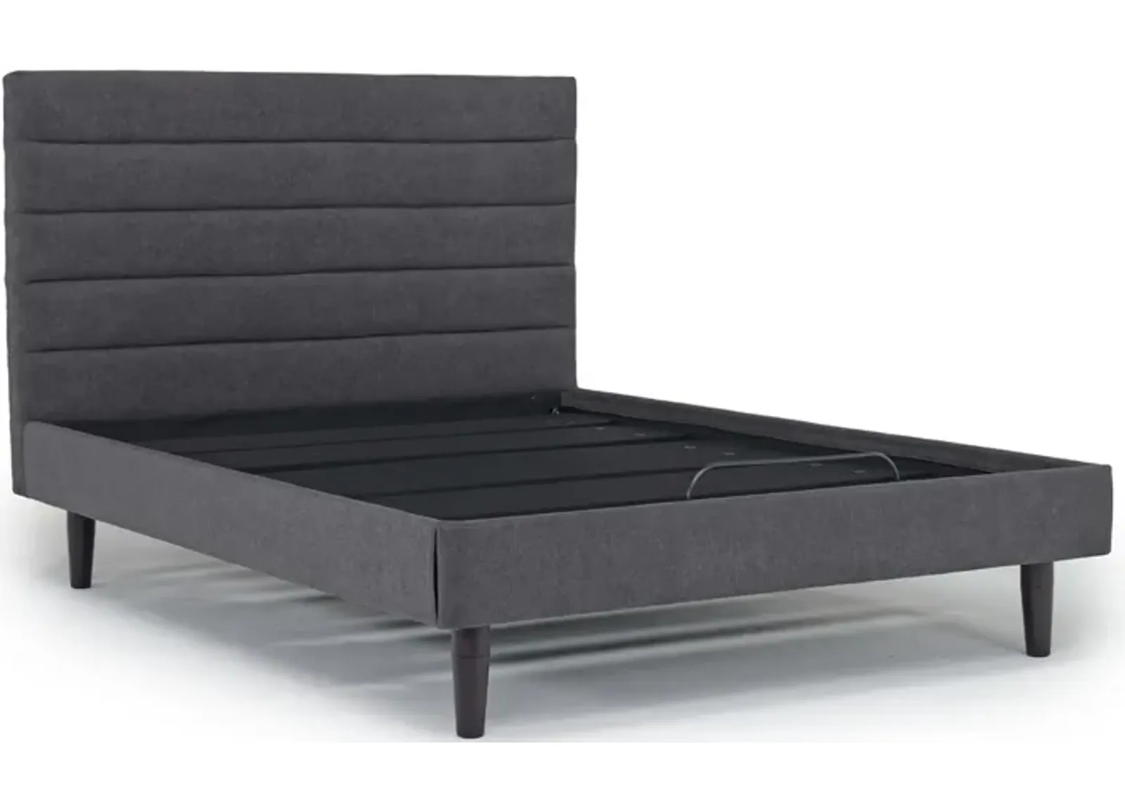 Vista Upholstered Adjustable Foundation Bed in Charcoal, Queen