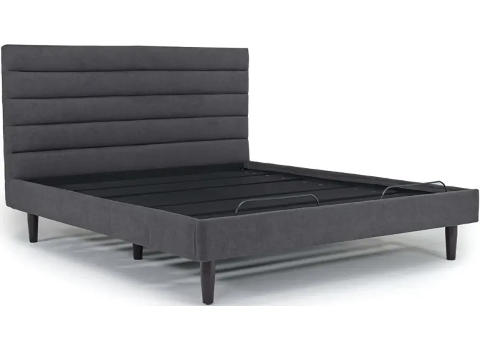 Vista Upholstered Adjustable Foundation Bed in Charcoal, Eastern King