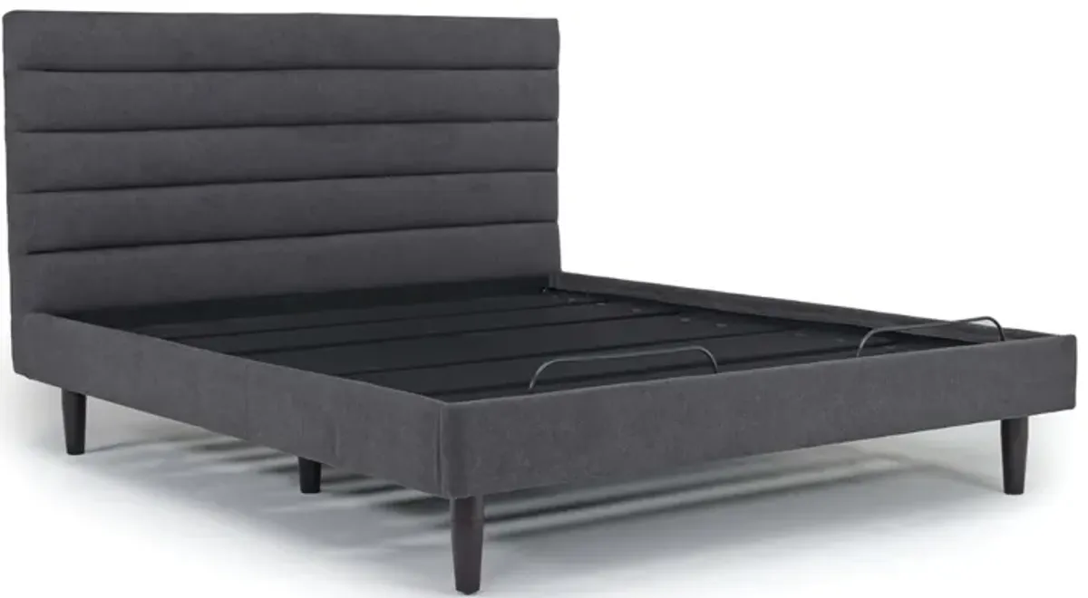 Vista Upholstered Adjustable Foundation Bed in Charcoal, Eastern King