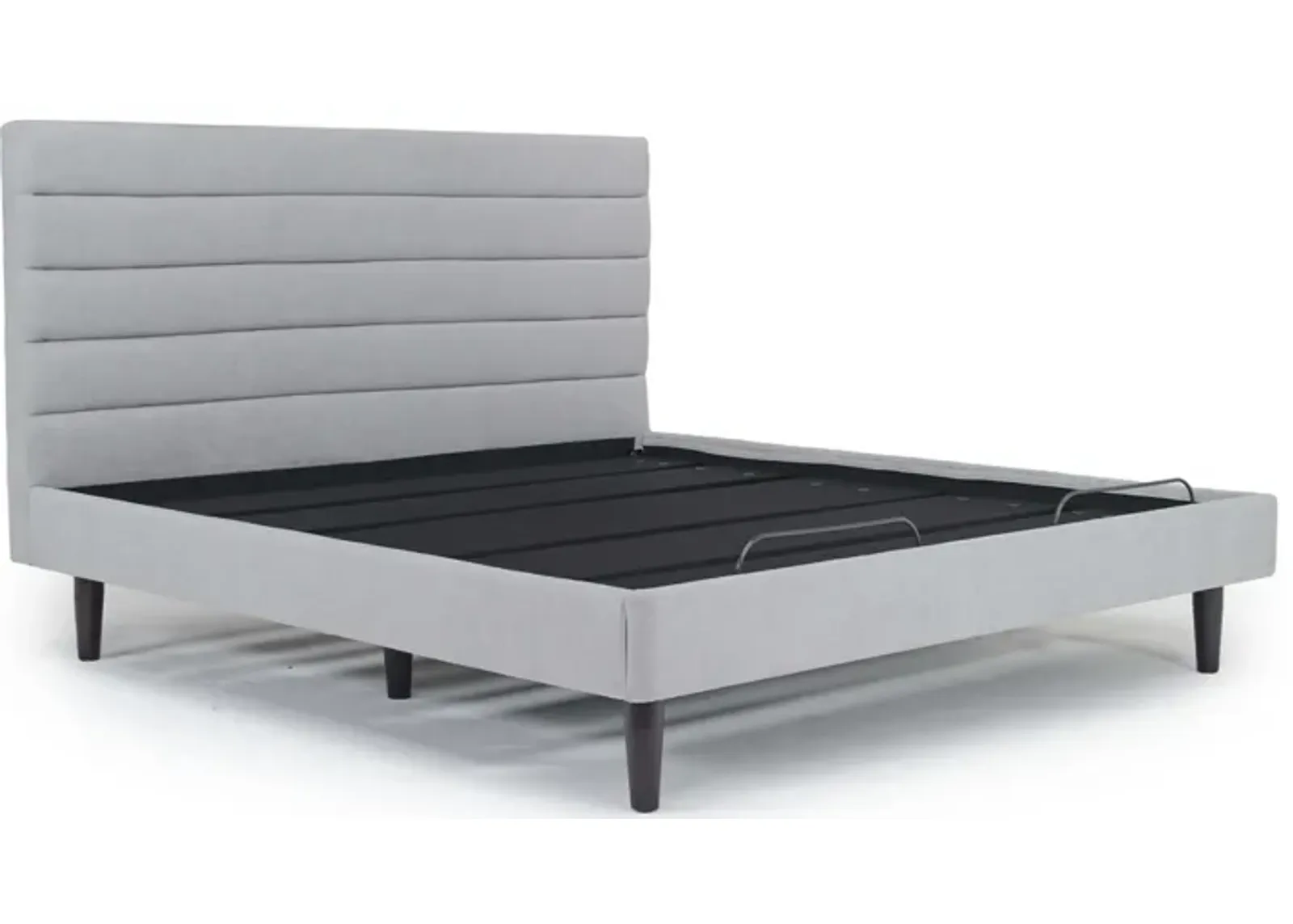 Vista Upoholstered Adjustable Foundation Bed in Light Gray, CA King