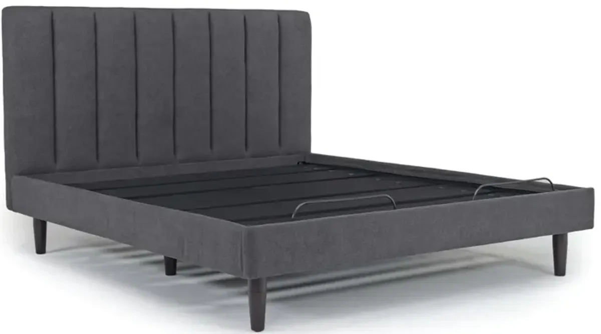 Gavin Upholstered Adjustable Foundation Bed in Charcoal, CA King