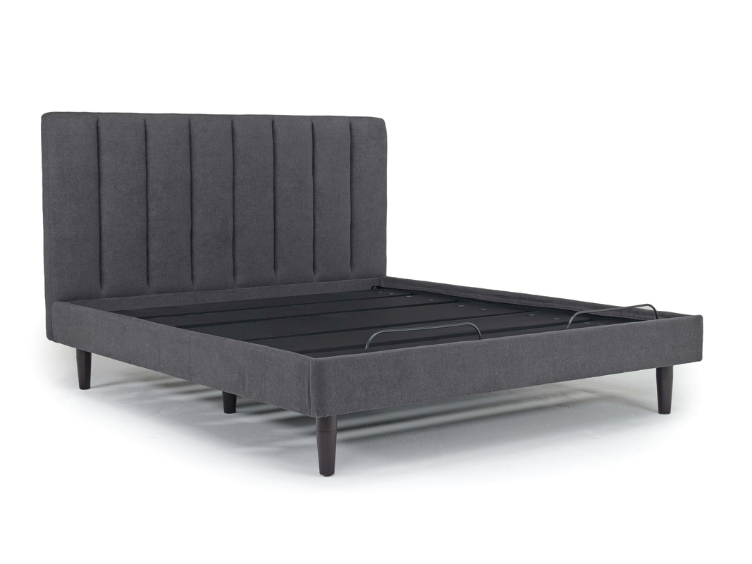 Gavin Upholstered Adjustable Foundation Bed in Charcoal, CA King