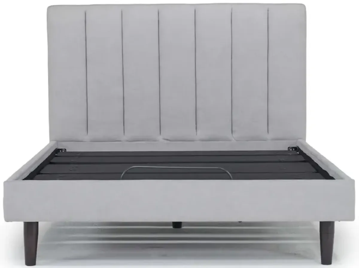 Gavin Upholstered Adjustable Foundation Bed in Light Gray, Queen