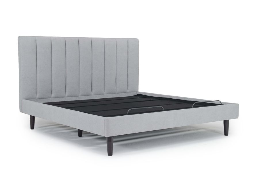 Gavin Upholstered Adjustable Foundation Bed in Light Gray, CA King