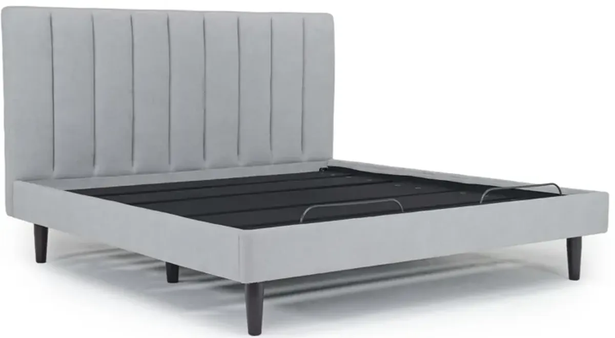 Gavin Upholstered Adjustable Foundation Bed in Light Gray, CA King