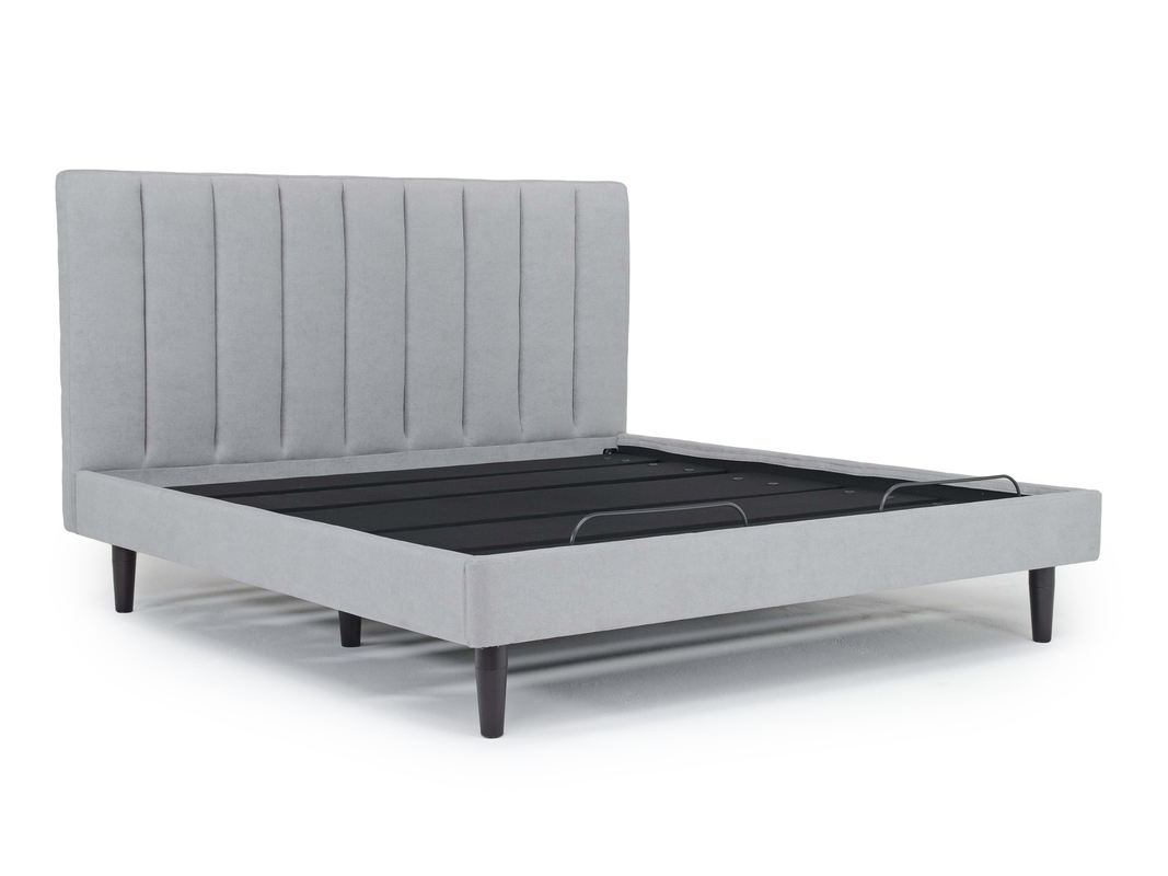 Gavin Upholstered Adjustable Foundation Bed in Light Gray, CA King