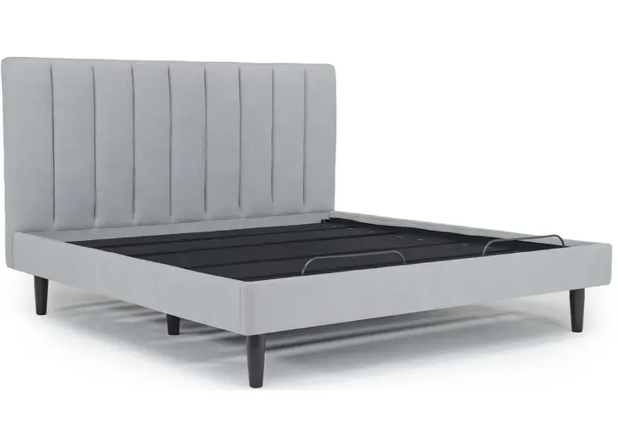 Gavin Upholstered Adjustable Foundation Bed in Light Gray, Eastern King