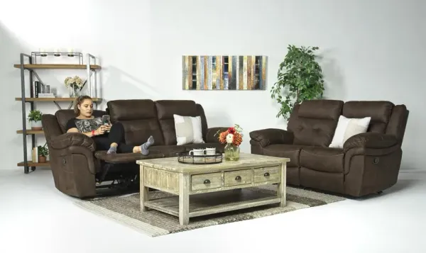 Glenn Reclining Sofa & Loveseat in Brown