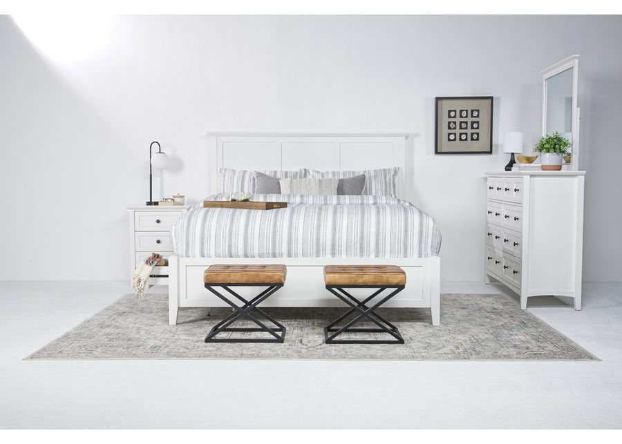 Grace Storage Bed, Dresser, Mirror & Nightstand in Snowfall, Eastern King