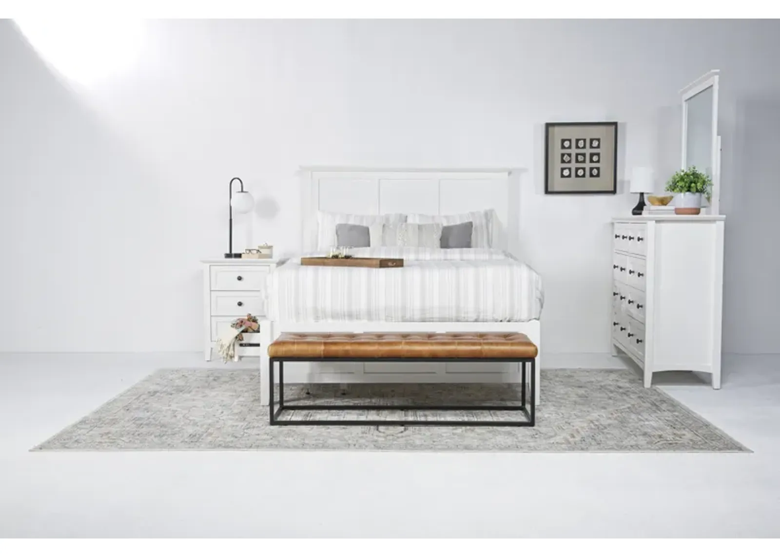 Grace Storage Bed, Dresser & Mirror in Snowfall, Full