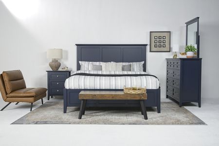 Grace Panel Bed, Dresser, Mirror & Nightstand in Blueberry, CA King