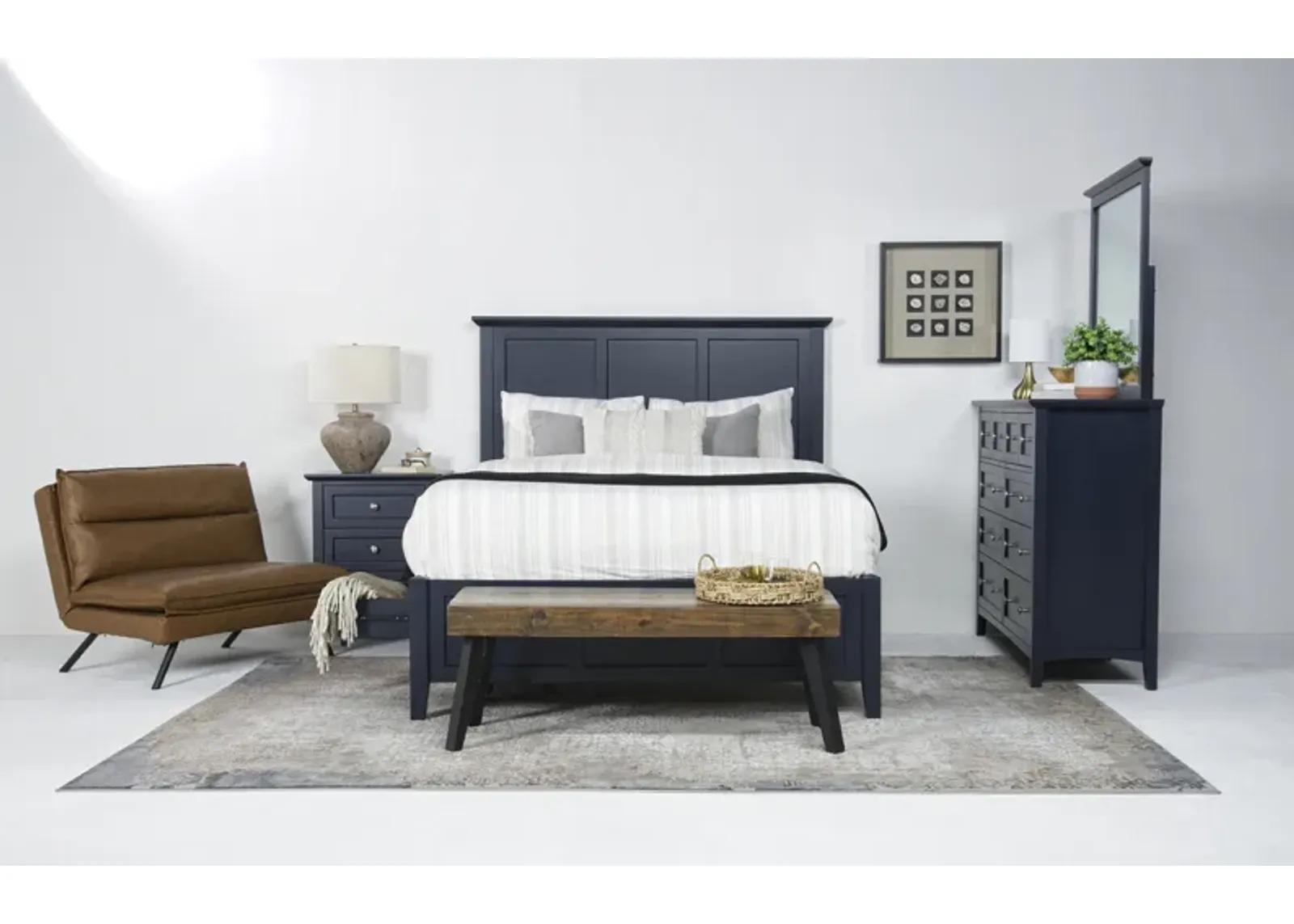 Grace Storage Bed, Dresser & Mirror in Blueberry, Queen