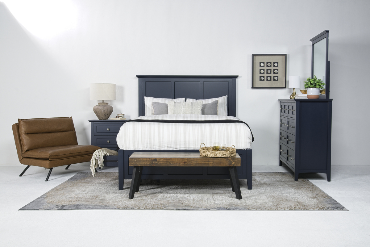 Grace Storage Bed, Dresser & Mirror in Blueberry, Queen