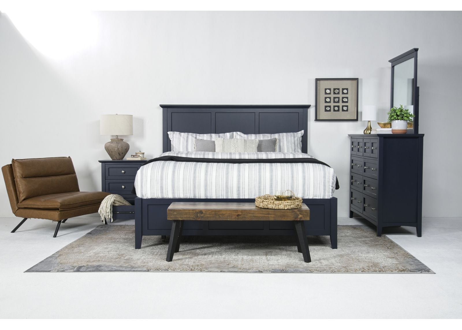 Grace Storage Bed, Dresser & Mirror in Blueberry, Eastern King