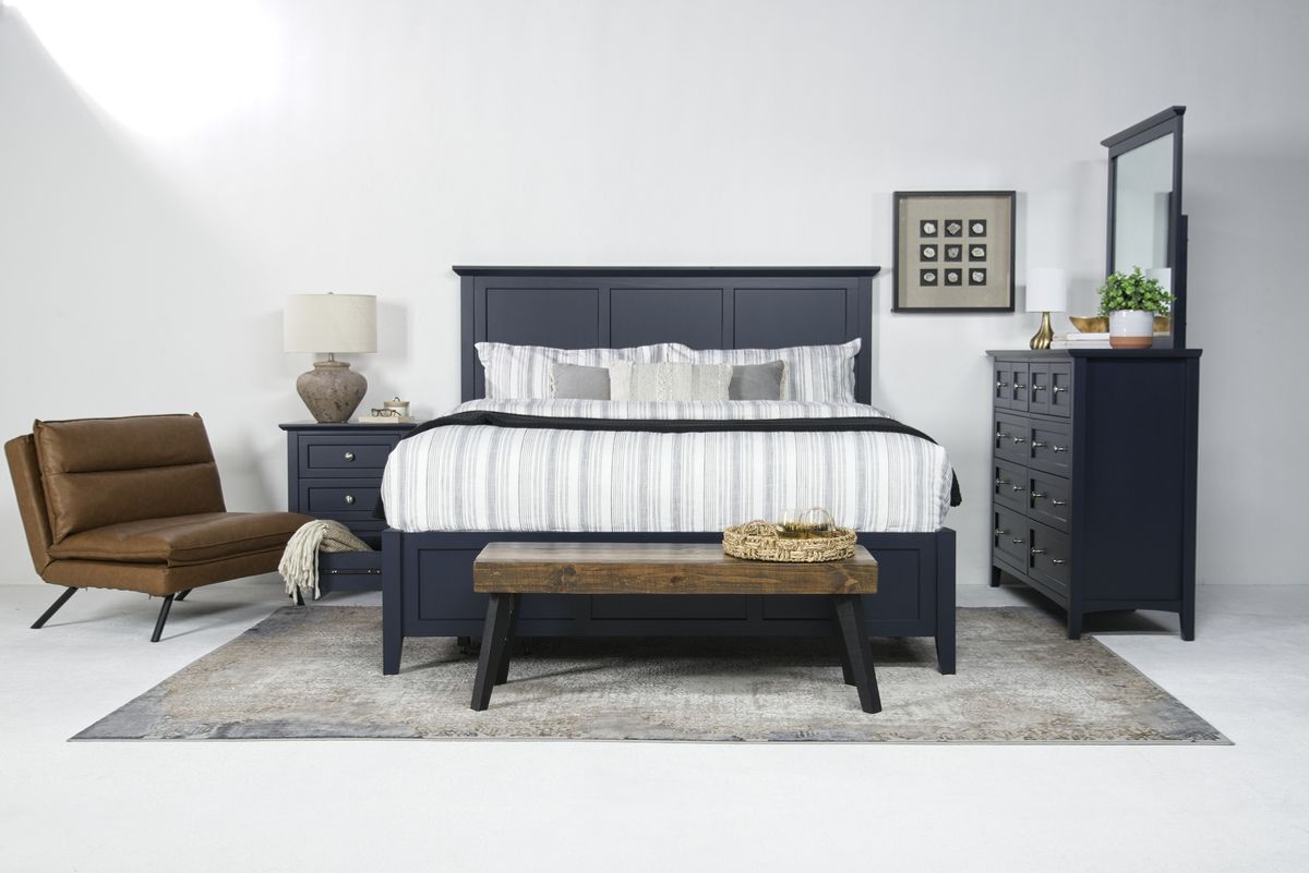 Grace Storage Bed, Dresser & Mirror in Blueberry, Eastern King