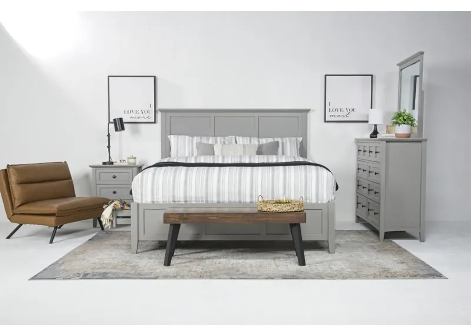 Grace Storage Bed, Dresser & Mirror in Elephant Gray, Eastern King